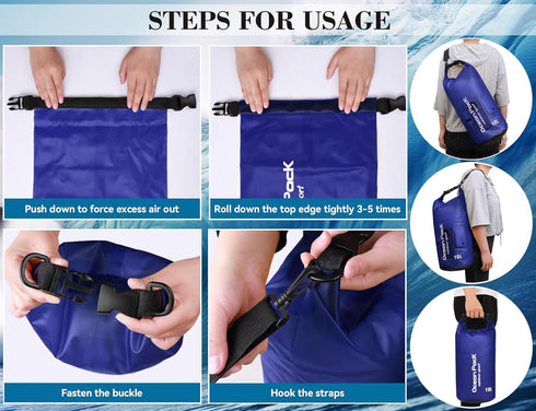 2 pieces Waterproof Dry Bag for Women and Men, 10L Roll Top Waterproof Backpack Sack with Waterproof Phone Case, for Hiking, Backpacking, Kayaking...