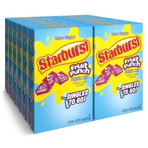 Starburst Singles To Go Powdered Drink Mix, Fruit Punch, Sugar-Free Drink Powder, Just Add Water,6 count (Pack of 12)...