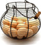 CVHOMEDECO. Antique Wire Egg Basket with Wood Handle Primitives Vintage Gathering Basket. Rusty...