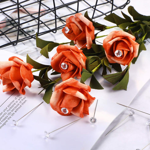 Zonon 300 Pieces Corsages Pins Pearl Pins Wedding Floral Bouquet Pins Flower Pins Diamond Head Pins Straight Pins for Weddings Anniversary Flower ...