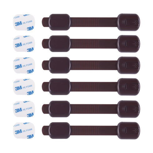Child Safety Cabinet Locks (6 Pack) – Adjustable Baby Proofing Strap Latches with Strong 3M Adhesive – No Drill Childproof Locks for Drawers, Cabi...
