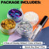 4 Colors of Holographic Chunky Glitter with Quick Dry Glue Pack 5, 4 Pots Total 40g Multi-Shaped for Body Hair Face Eyes Make-up, Nail Art and Bed...