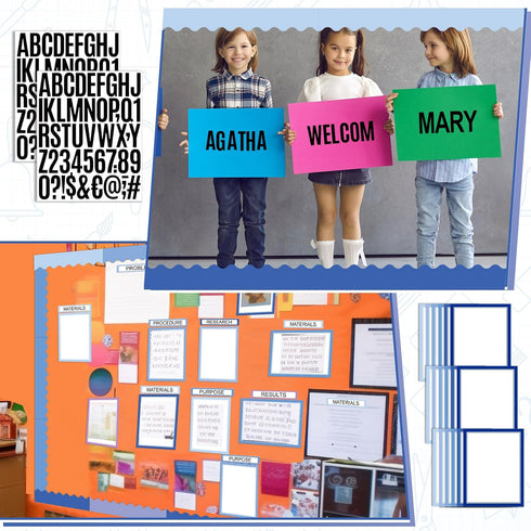 92 Pcs Science Fair Board Supplies 60 Trim Scalloped Bulletin Borders 18 Presentation Subtitles 6 Project Titles 8 Letter Sticker for Classroom Di...