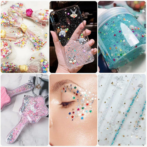Art Craft Glitter, 3mm Star Sequins Confetti for Nail Art,Slime Supplies, Resin Craft, Home Decoration DIY Cards - 0.35oz (Golden Green)...