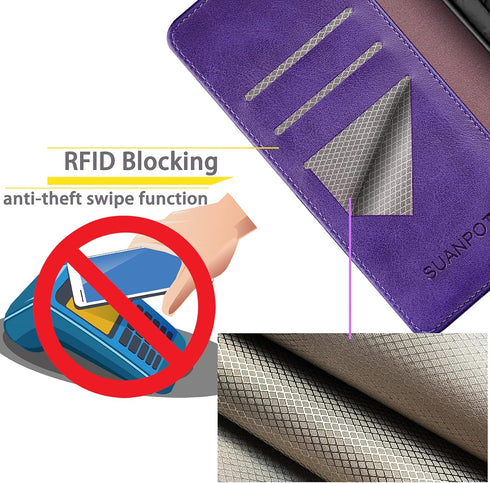 SUANPOT for Samsung Galaxy S22 Ultra with RFID Blocking Leather Wallet case Credit Card Holder,Flip Folio Book Phone case Shockproof Cover Women M...