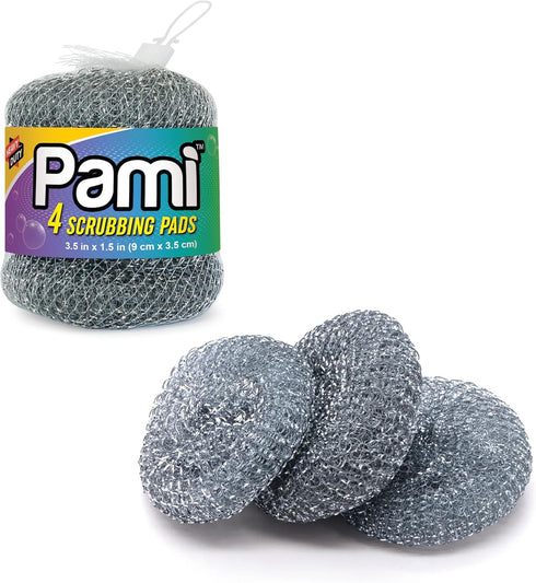 PAMI Heavy-Duty Stainless Steel Scrubbing Pads - Steel Wool Dish Scrubbers for Dirt, Grease & Grime- Metal Scrubber Sponges for Kitchen & Bathroom...