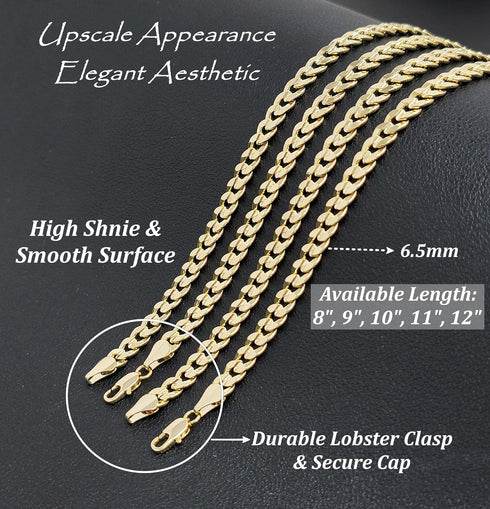 Gold Electroplated Anklet for Women, 9-12 Inch Sizes, Figaro, Cuban, Mariner, Herringbone Design - Made in Korea...