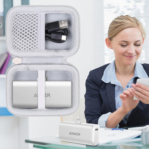 khanka Hard Travel Case with Anker 621 Nano Power Bank,5,000mAh Portable Charger,Case Only (White)......