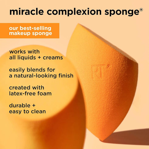 Real Techniques Miracle Complexion Sponge Set 4 Pack, Makeup Blender Sponge For Liquid & Cream Makeup, Buildable Coverage, Foundation Sponge For N...