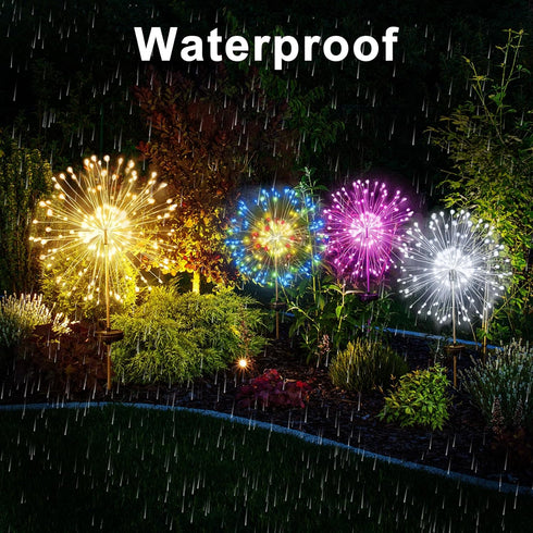 JJGoo Solar Garden Lights Solar Firework Lights, 2 Pack 120 LEDs 2 Lighting Modes Solar Lights Outdoor Waterproof for Garden Patio Walkway Pathway...