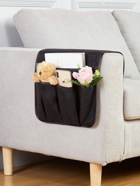 FLYILY Sofa Armrest Organizer Non-Slip Arm Chair Hanging Caddy Remote Control Holder for Magazine, Phone, Books, Glasses(Black,13in)...