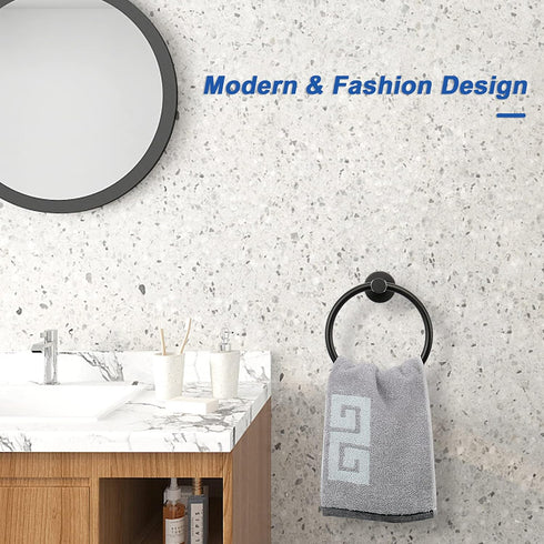 NearMoon Bath Towel Ring, Bathroom Hardware Accessories-Thicken Stainless Steel Hand Towel Holder for Bathroom, Modern Round Towel Hanger Wall Mou...