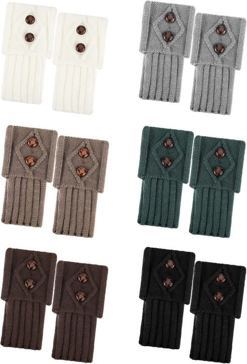 SATINIOR 6 Pairs Women Winter Boot Cuffs Socks Cable Knitted Cuffs Socks Short Knitted Leg Warmers Button Boot Toppers...