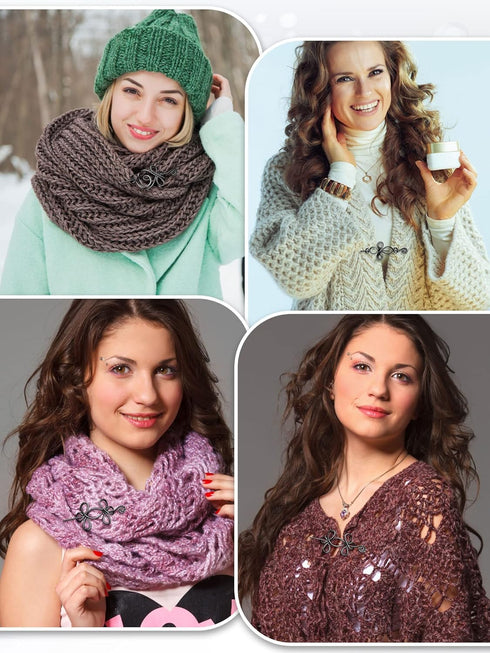 Celtic Shawl Pin 3 Pcs Crossed Knots Budding Spiral Crocheted Scarf Pin Cloak Pin Sweater Brooch for Women Girls Knitter Handmade Cape...