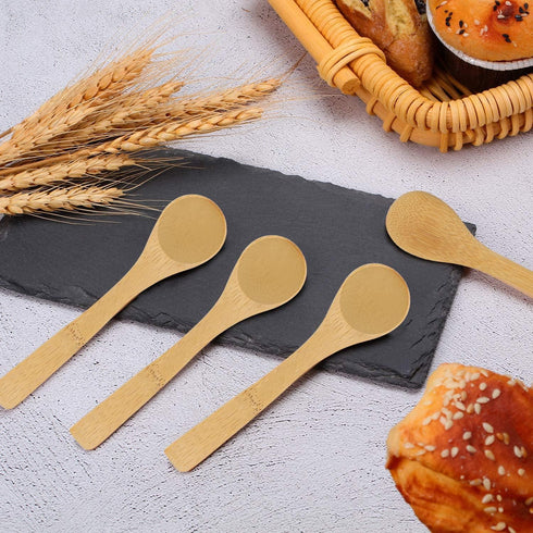 5Pcs Small Wooden Spoons, 5 inches Mini Wood Soup Salt Tasting Spoons Honey Teaspoons for Condiment Coffee Tea Sugar Jam...
