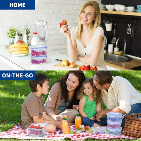 KIGI [6 Pack 6.1OZ/17OZ Mixed Size Airtight Plastic Food Storage Containers Set, Rectangular Small Storage Boxes, Microwave, Freezer and Dishwashe...