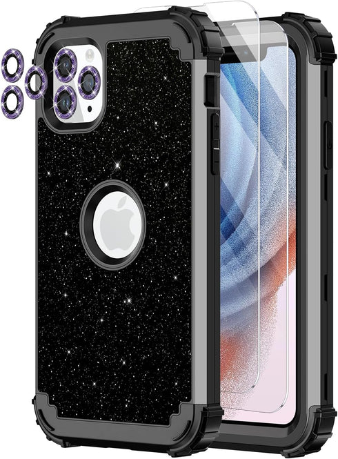 LONTECT for iPhone 11 Pro Max Case Glitter Sparkly Bling 3 in 1 Shockproof Heavy Duty Full Body Sturdy Protective Case for Apple iPhone 11 Pro Max...