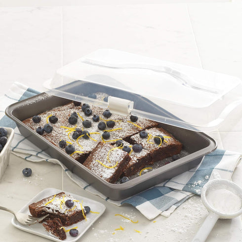 GoodCook Everyday Nonstick Steel Bake-N-Take Oblong Pan, 9" x 13" with Lid, Gray...