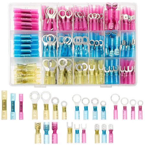 Bates- Heat Shrink Wire Connectors Kit, 320 pcs, Ring Fork Spade Butt Splices, Electrical Connectors Kit, Crimp Connectors, Wire Terminal Connecto...