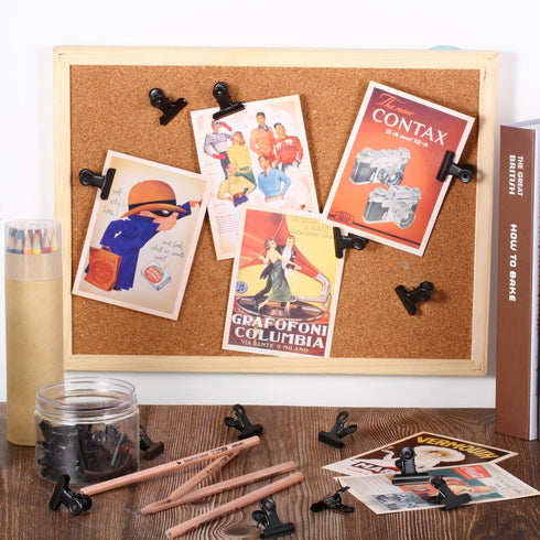 30 Pieces Push Pins Clips, Bulldog Clips with Thumb Tacks for School Artworks Projects on Cork Board, Photos Documents on Bulletin Board, No Holes...