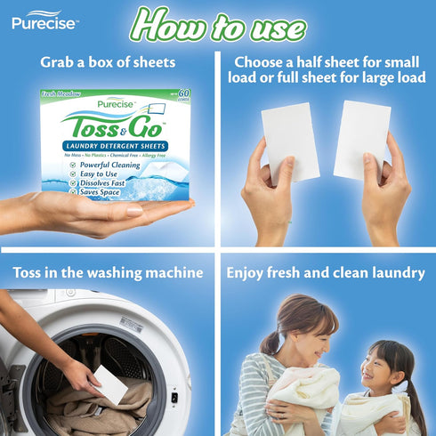 Toss & Go Laundry Detergent Sheets, Eco-Friendly Washer Sheets, Easy To Carry Great For Travel, Powerful Cleaning, No Mess, Odor Removal, Lightwei...