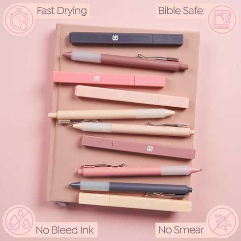 Aesthetic Highlighters and Gel Pens with Black Ink And Soft Tip, No Bleed Dry Fast Easy to Hold, for Bible Journaling Planner Notes School Office ...