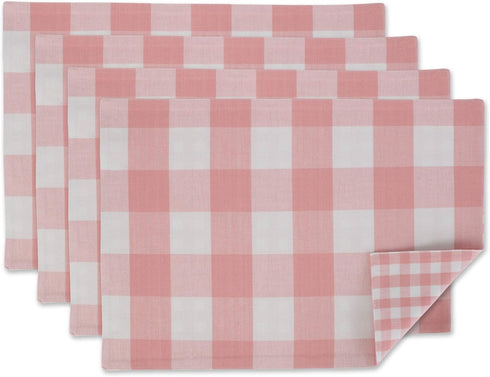 DII Gingham Check Tabletop Collection, Pink, Placemat Set...