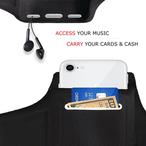 RevereSport Compatible iPhone 12 Mini Waterproof Running Armband with Extra Pockets for Keys, Cash and Credit Cards. Phone Arm Holder for Sports, ...