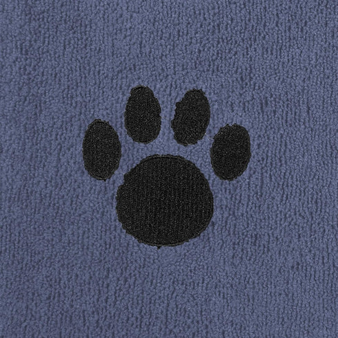 Bone Dry Pet Grooming Towel Collection Absorbent Microfiber X-Large, 41x23.5", Embroidered Stonewash Blue...