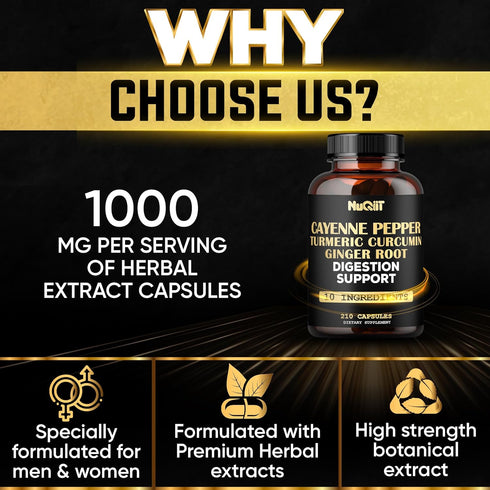 Extract 10:1 Cayenne Pepper Supplement with Turmeric Curcumin Root, Ginger Root, Ceylon Cinnamon Bark & More - Immune System, Joint Health & Diges...