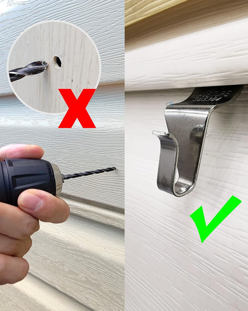 NACETURE Vinyl Siding Hooks Hanger (6 Pack) | No Drill Vinyl Siding Clips for Hanging Outdoor Decor...