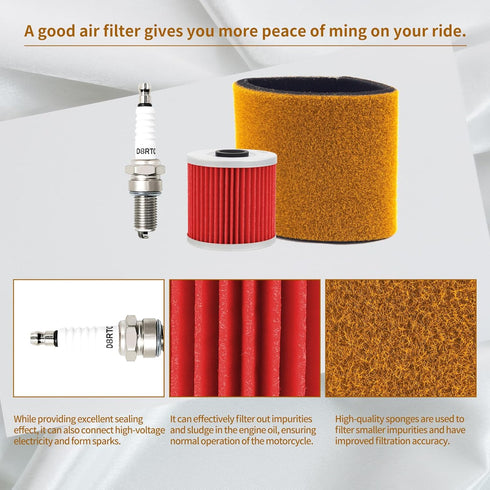 Air Filter 11013-1275 & Oil Filter & Spark Plug Compatible with Kawasaki KLF220 KLF250 KLF300 Bayou 220 250 300 4x4 ATV 1999-2011...
