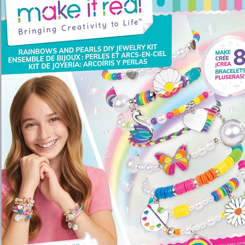 Make It Real: Rainbows & Pearls DIY Jewelry - Make 8 Fashionable Bracelets Using Awesome Rainbow Themed Charms & Beads, 598 Pieces Included, Kids ...