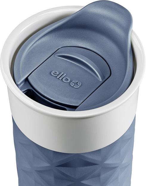 Ello Ogden BPA-Free Ceramic Travel Mug with Lid, Evening Blue, 16 oz...