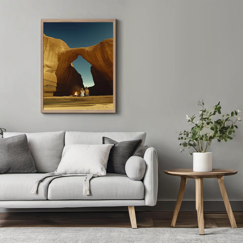 Posterizer 1 pcs-peaceful campsite set up under a rock arch 1-Landscape & Nature Art-Workplace & Office Art-Living Room Bedroom Decor- unframed wa...