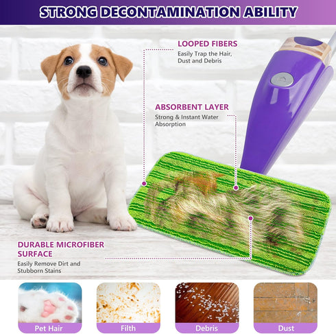 Reusable Mop Pads Compatible with Swiffer Wet Jet, Wet Jet Pads Refills for Swiffer Mop, Microfiber Replacement Pads for Hardwood Floor cleaning, ...