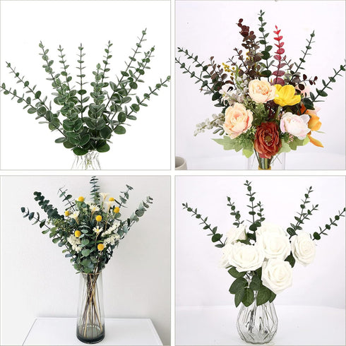 12 Pcs Artificial Eucalyptus Leaves Stems Real Touch Green Leaf for Wedding Arrangements Bouquet Office Party Centerpieces Garden Outdoor Ceremony...