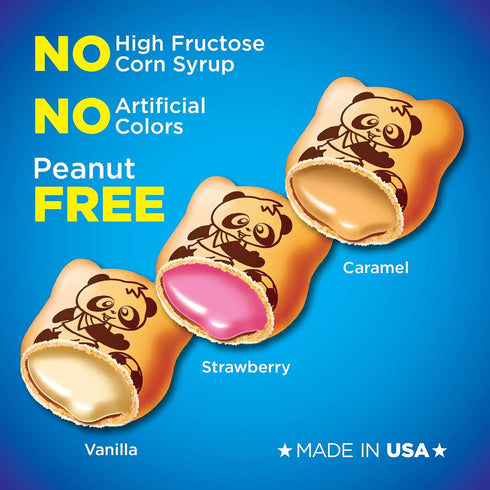 MEIJI Hello Panda Cookies, Strawberry Crème Filled - 2.1 oz, Pack of 10 - Bite Sized Cookies with Fun Panda Sports...