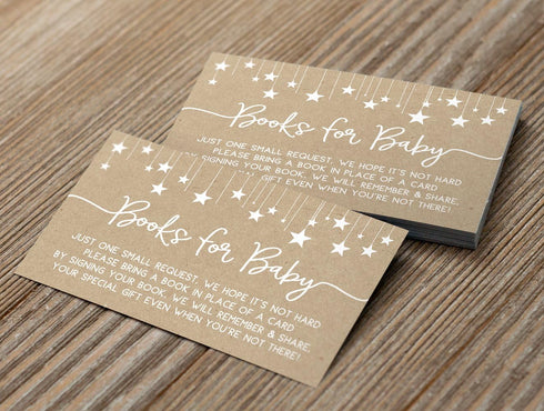 Printed Party Baby Shower Bring a Book Insert Cards, Rustic Kraft, Set of 25...