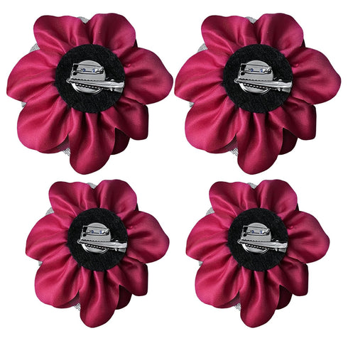 Women's Brooches 4pcs Rose Flower Hair Clip Flamenco Dancer Pin up Mexican Hair Flowers Clips Hairpin Brooch Tea Party Hats Headpieces (burgundy)...