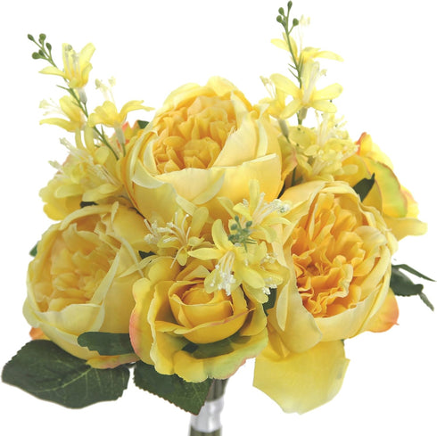 Admired By Nature 9 Stem Artficial Flowers English Rose Rose Bud Spring Wedding Bouquet for Bride Bridesmaid, Centerpieces Floral Arrangement Home...