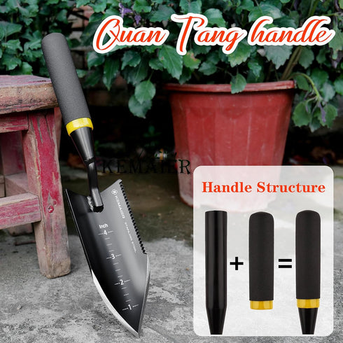 Heavy-Duty Trowel Garden Tool, Stainless Steel Serrated Hand Shovel for Effortless Digging, Weed Control, and Precise Bulb Planting...