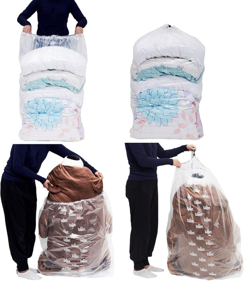 4 pieces of Dust Cover Big Plastic Drawstring Bags Multi-Purpose for Storage and Keeping Luggage, Big Dolls, Blankets, Pillows, Suitcase Good for ...