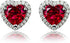 Navachi 925 Sterling Silver 18k White Gold Plated 4.5ct Heart Ruby Sapphire Emarald Stud Earrings...