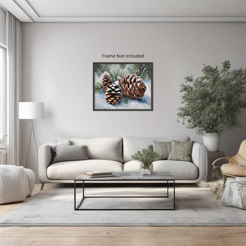 Posterizer 1 pcs-pinecones in snowey winter nature 3-Landscape & Nature Art-GIft for Men Women Teens-Living Room Bedroom Decor- unframed wall art...