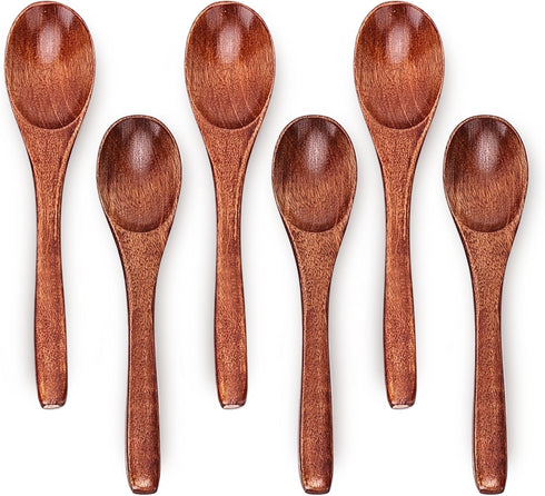 6/9/12in Wooden Spoons, 6pcs Soup Spoons Set, Small Wooden Utensils for Coffee, Tea, Jam, Sugar, Ice Cream and Bath Salts (6pcs 6in)...