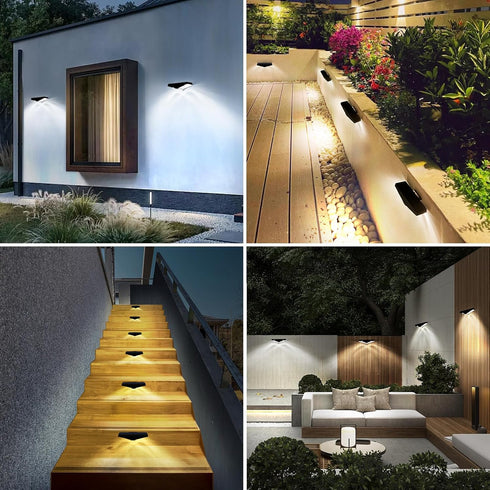 Solar Fence Lights 4 Pack, Solar Step Lights Outdoor Waterproof IP65, Solar Deck Lights for Outdoor Stairs, Wall, Fence, Yard, Patio, Deck...