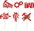 24 Pack Happy Father's Day Cupcake Toppers Tool Construction Red Glitter Best Dad Ever Dad Fix Everything Cupcake Picks for Happy Father's Day The...