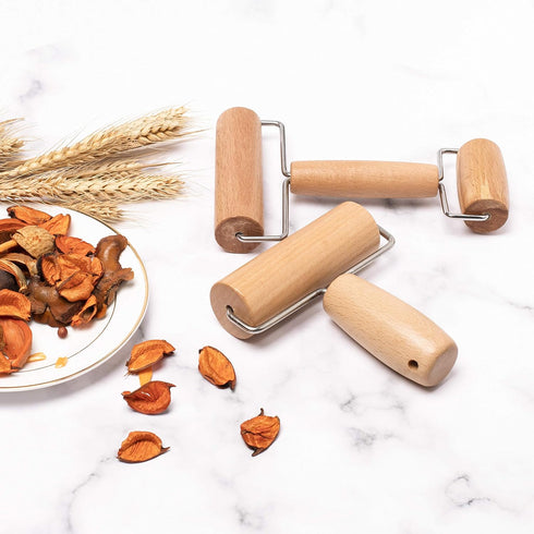 Whaline Wood Pastry Pizza Roller 2 Pieces Non Stick Wooden Rolling Pin for Home, Kitchen Baking Cooking Easy to Handle (T-Maple and H-Maple)...