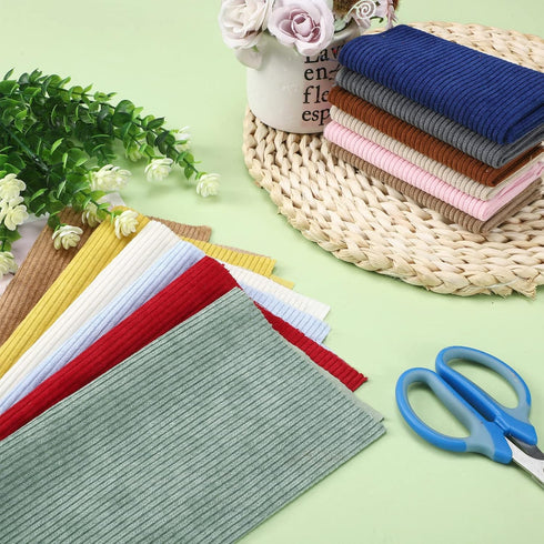 16 Pieces Wale Corduroy Fabric Solid Plain Thick DIY Sewing Crafts Materials Stretch Corduroy Fabric for Coat Shirt Dress Pants Costume Sofa DIY S...